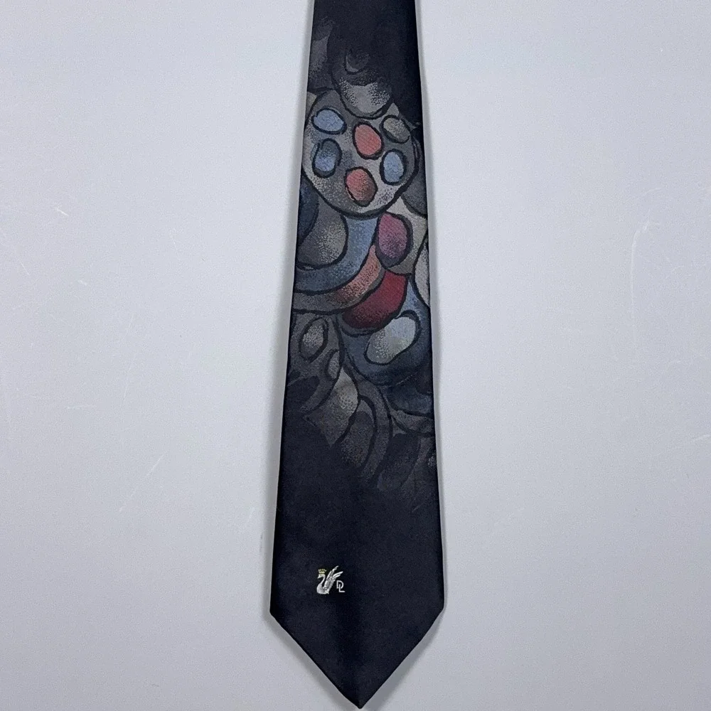 Don Loper Abstract Vintage Tie Mens Size OS‎ Silk Blend Black Art Deco